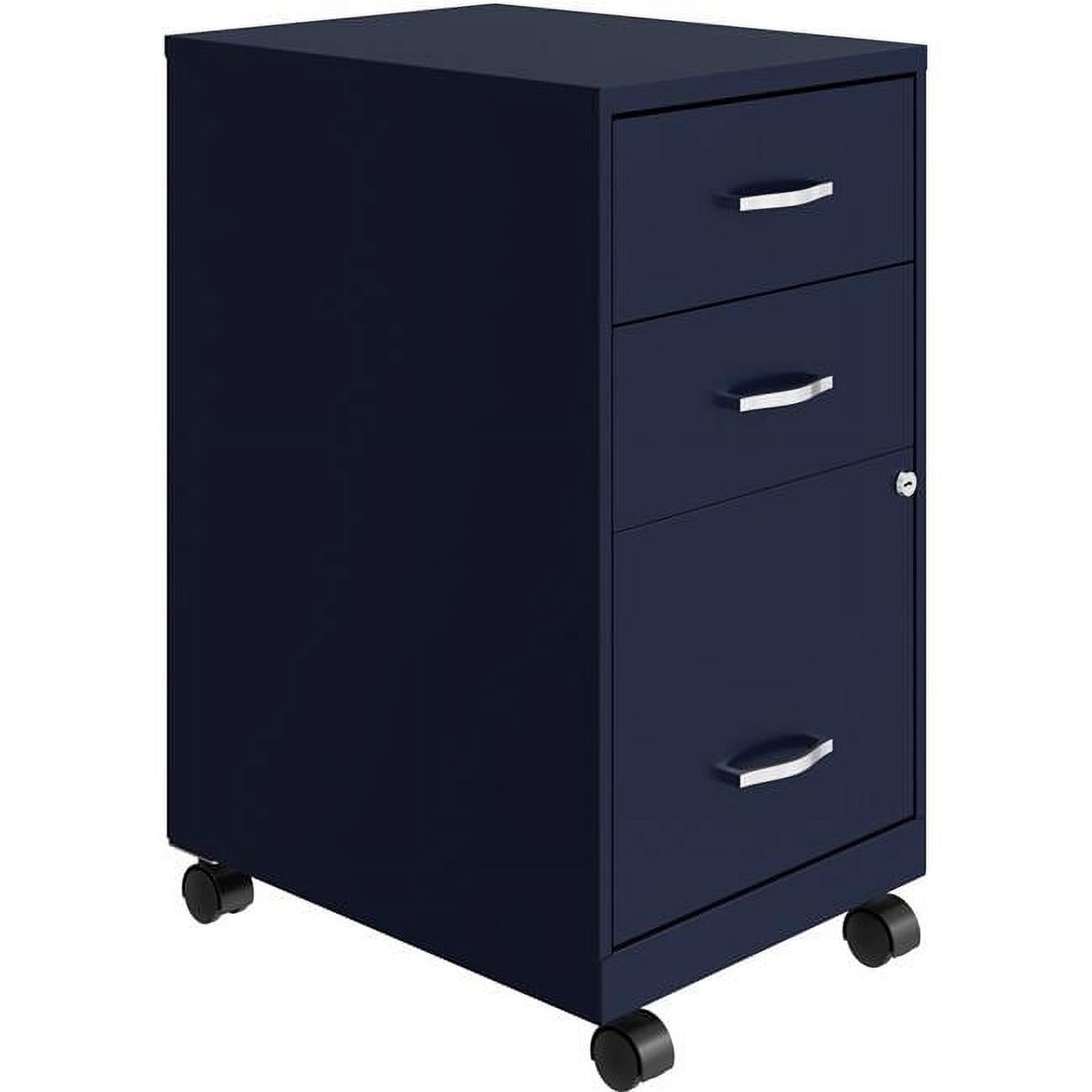 Soho Navy 3-Drawer Lockable Mobile Pedestal File Cabinet