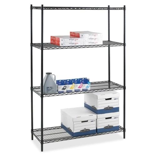 Black Steel Industrial Wire Shelving Unit 48" x 24" x 72"