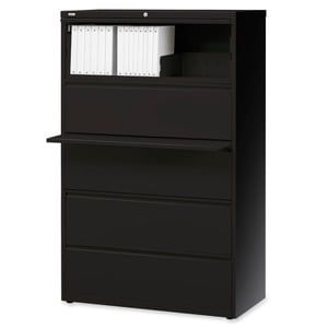 Black Steel 5-Drawer Lockable Lateral File Cabinet