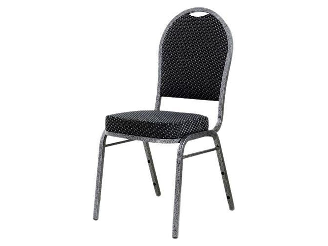 Gray Upholstered Armless Stacking Chair with Metal Frame