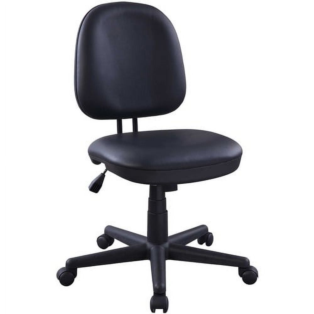 Modern Black Vinyl Task Chair with Contoured Comfort