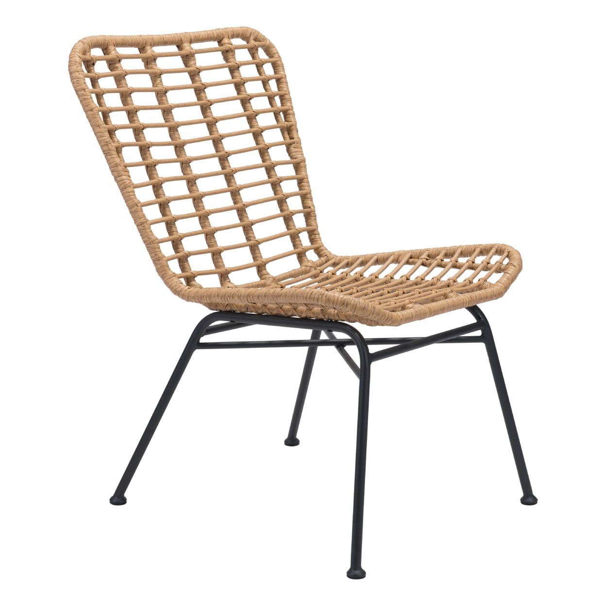 Lorena Modern High-Back Cane Side Chair in Natural Brown