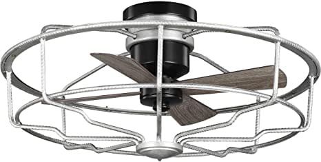 Loring 33" Galvanized Industrial Ceiling Fan with Remote