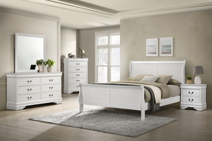 White 5-Piece King Bedroom Set with Dresser and Mirror