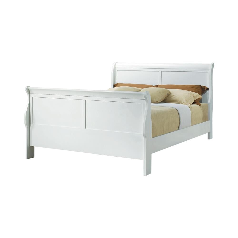 Louis Philippe White Full Sleigh Bed with Headboard and Drawer