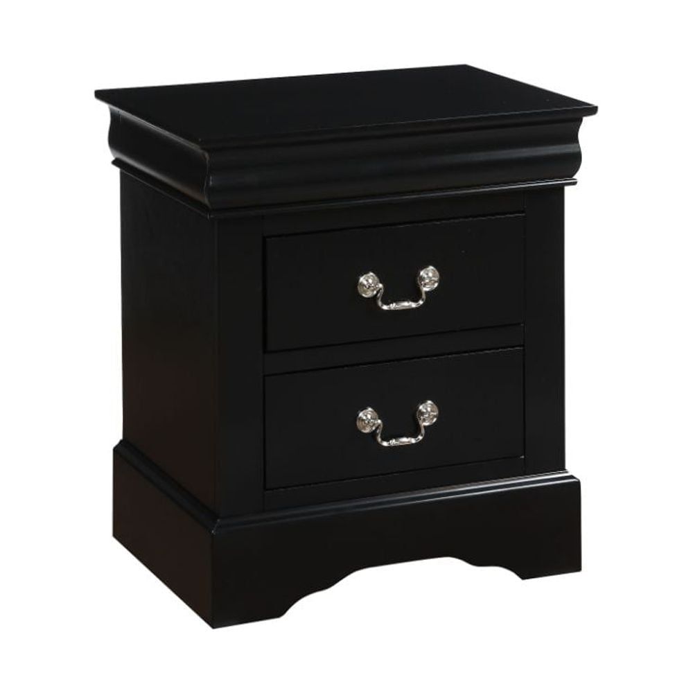 Louis Philippe III Classic Black 2-Drawer Nightstand