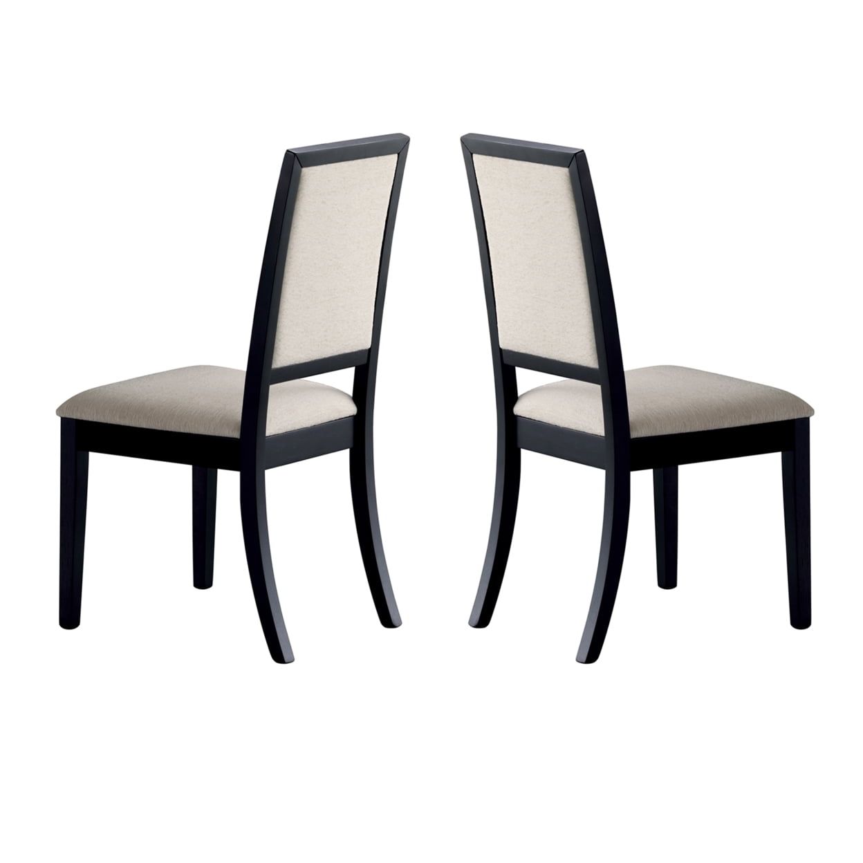 Cream Upholstered High Back Black Wood Side Chairs, Set of 2