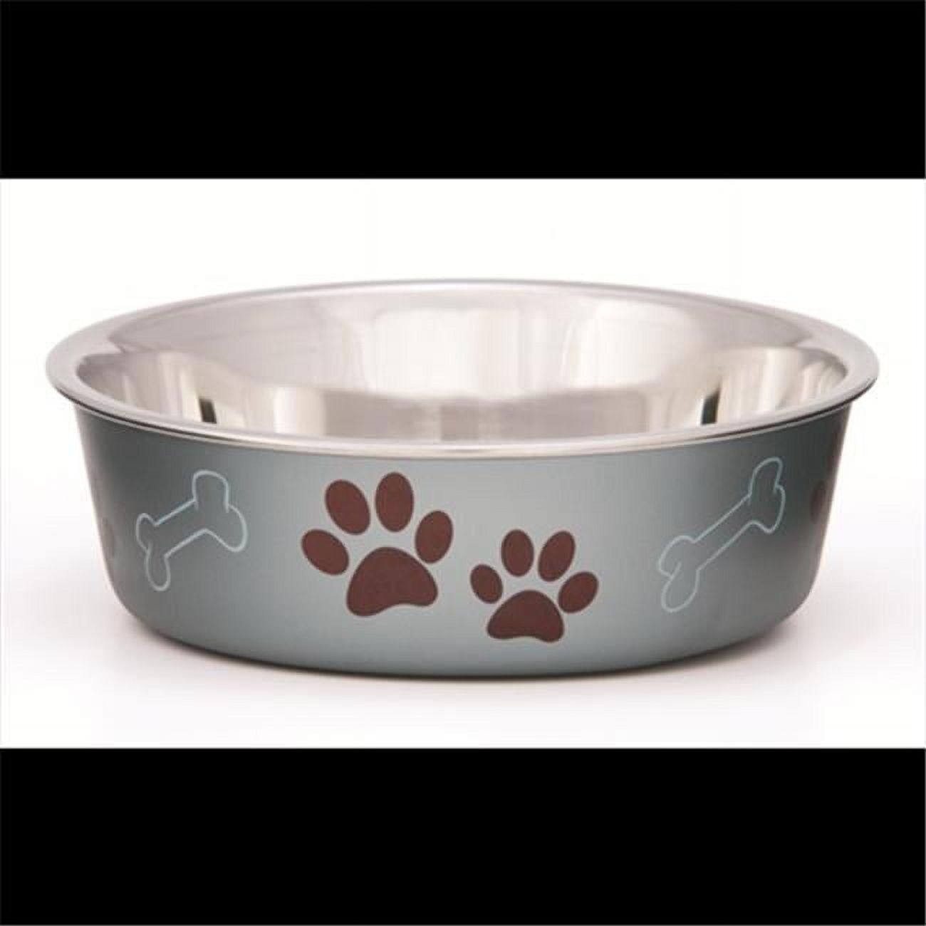 Small Blueberry Stainless Steel Pet Bowl with Rubber Base