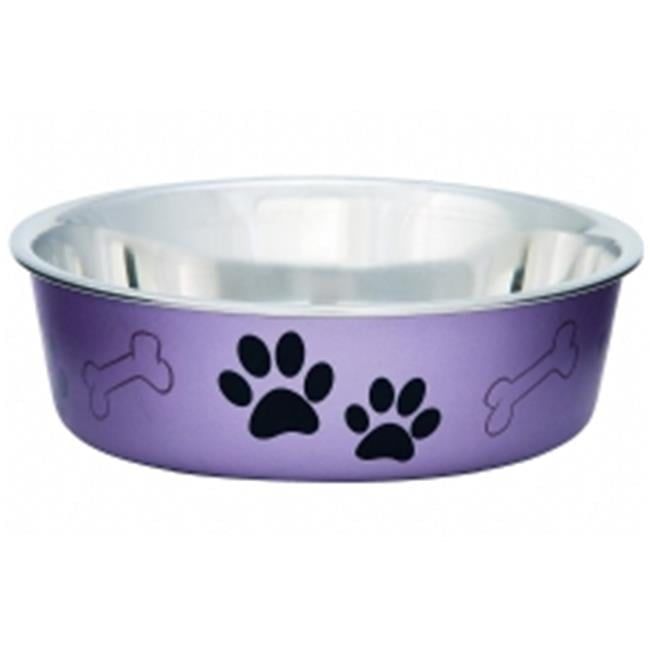 Small Grape Stainless Steel Dog Bowl with Rubber Base