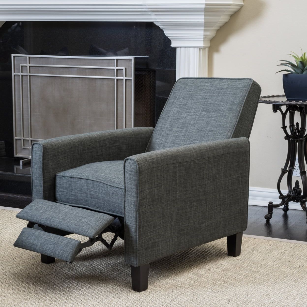 Lucas Dark Teal Leather Recliner with Manufactured Wood Frame