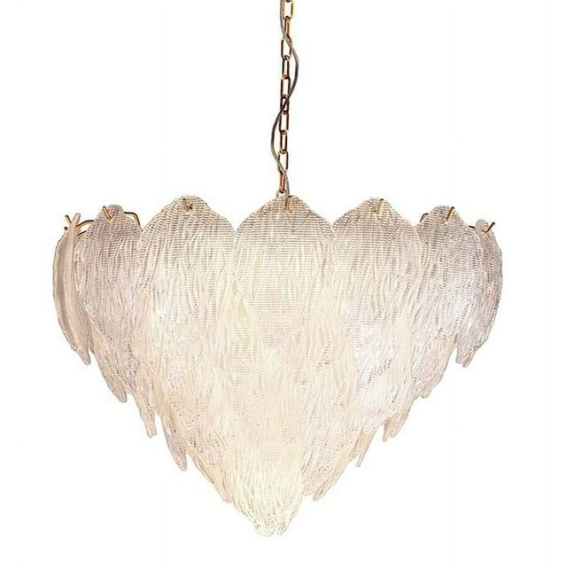 Distressed Gold Textured Glass 10-Light Chandelier