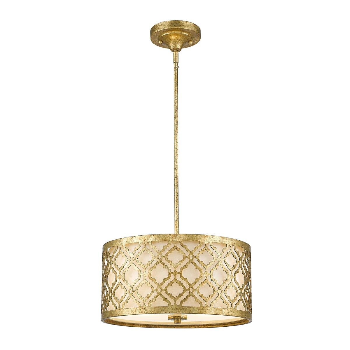 Arabella Distressed Gold 16" Drum Pendant Light