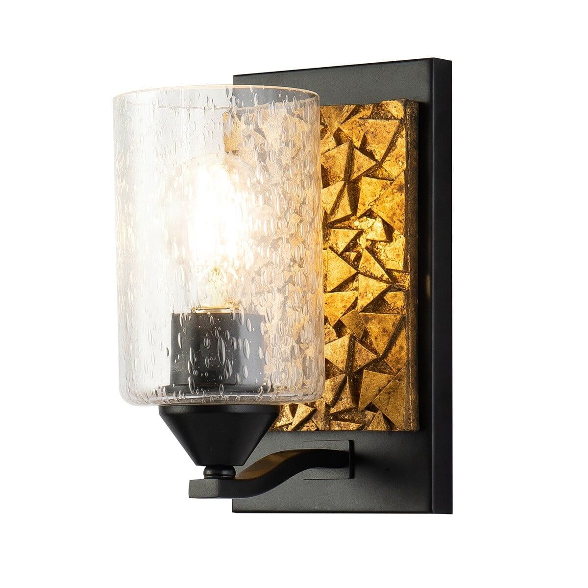 Matte Black and Gold Leaf 1-Light Wall Sconce