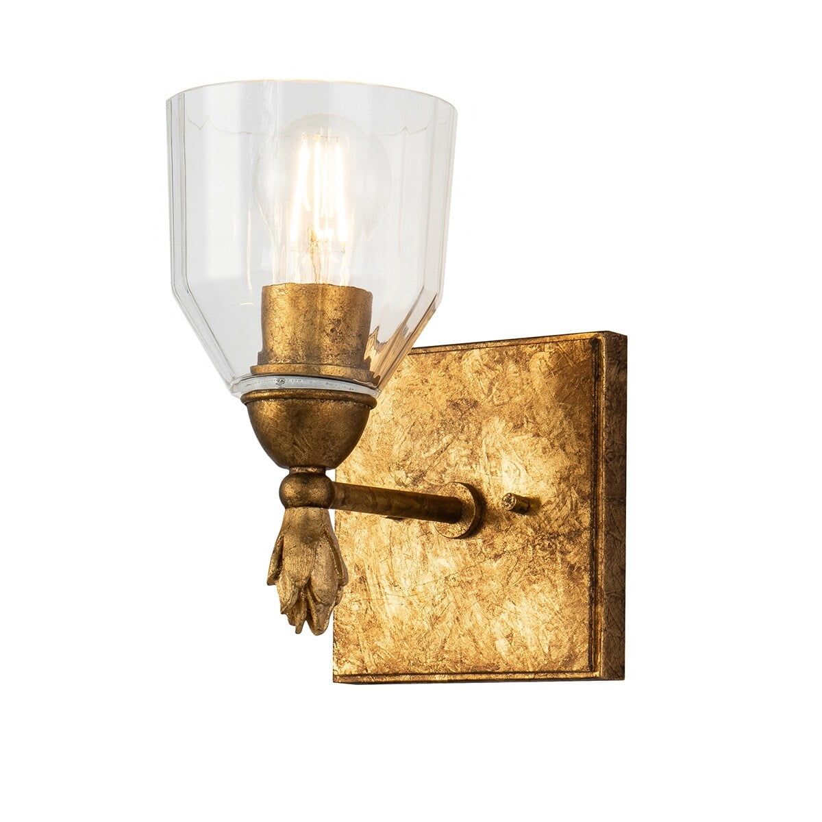 Antique Gold 1-Light Dimmable Outdoor Vanity Sconce