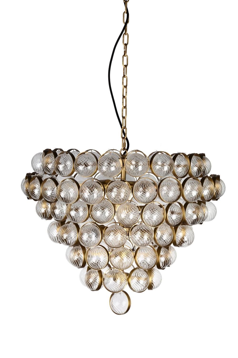 Elegant Aged Brass Bouquet 8-Light Chandelier with Etched Glass