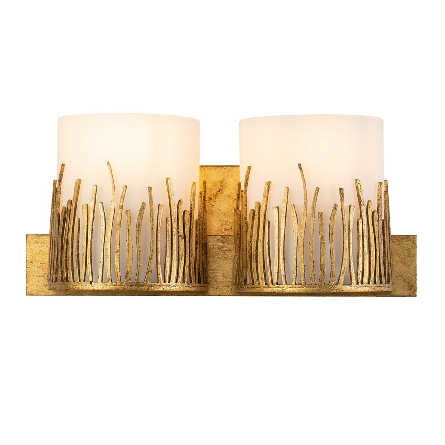 Gold 2-Light Outdoor Vanity Light with Frosted Glass