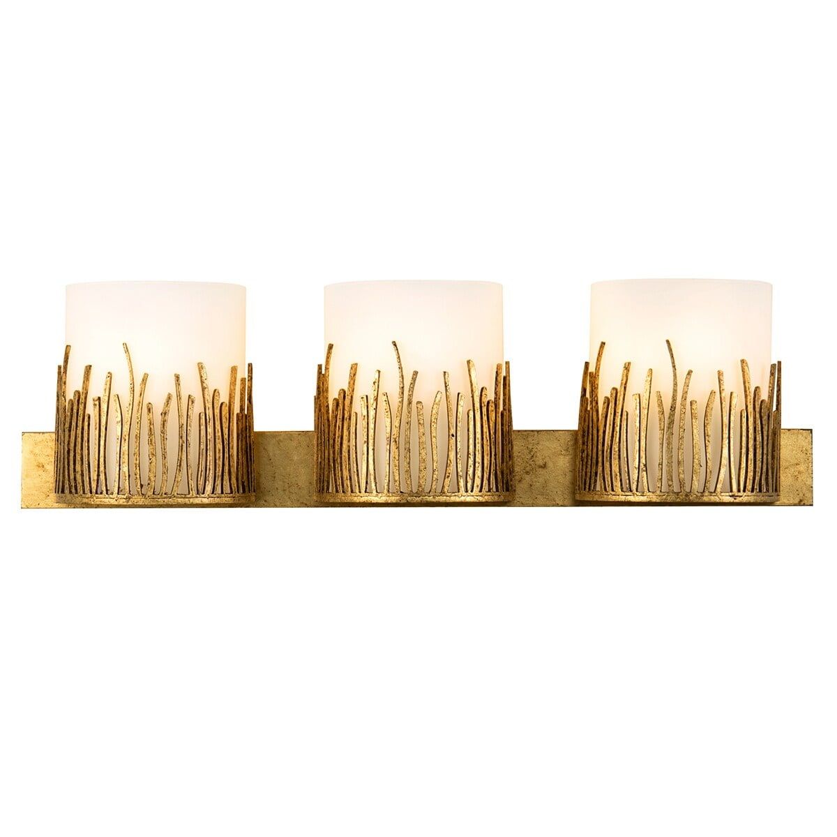 Sawgrass Gold Leaf 3-Light Dimmable Vanity Light with Frosted Glass