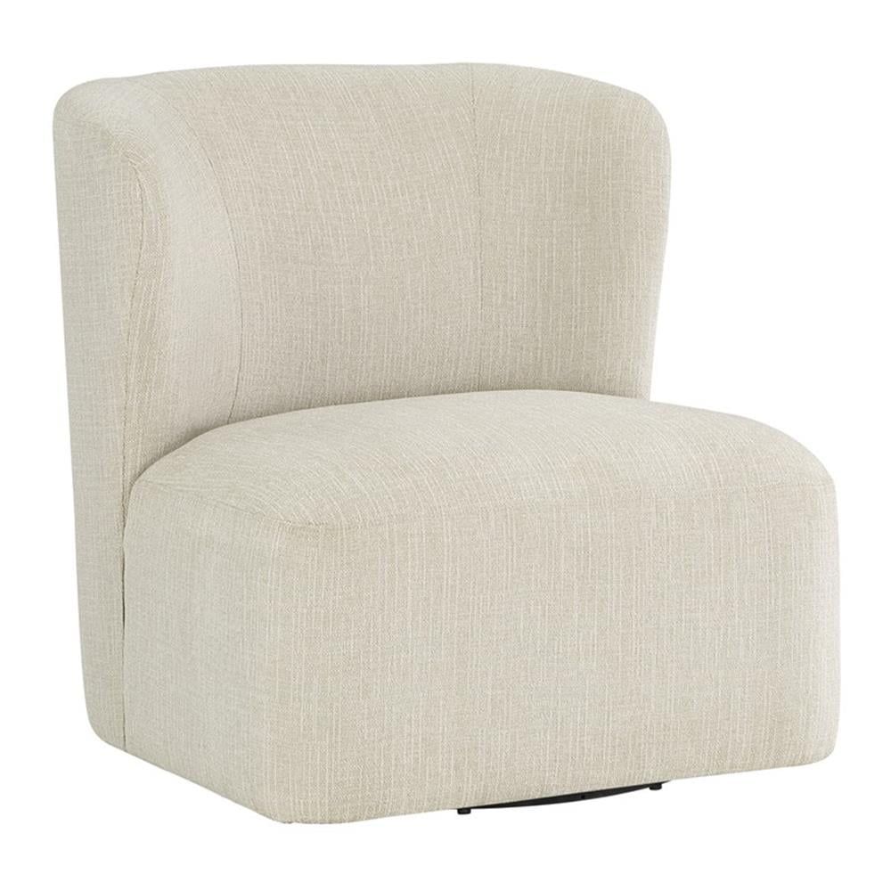 Lucia Linen White Swivel Barrel Accent Chair