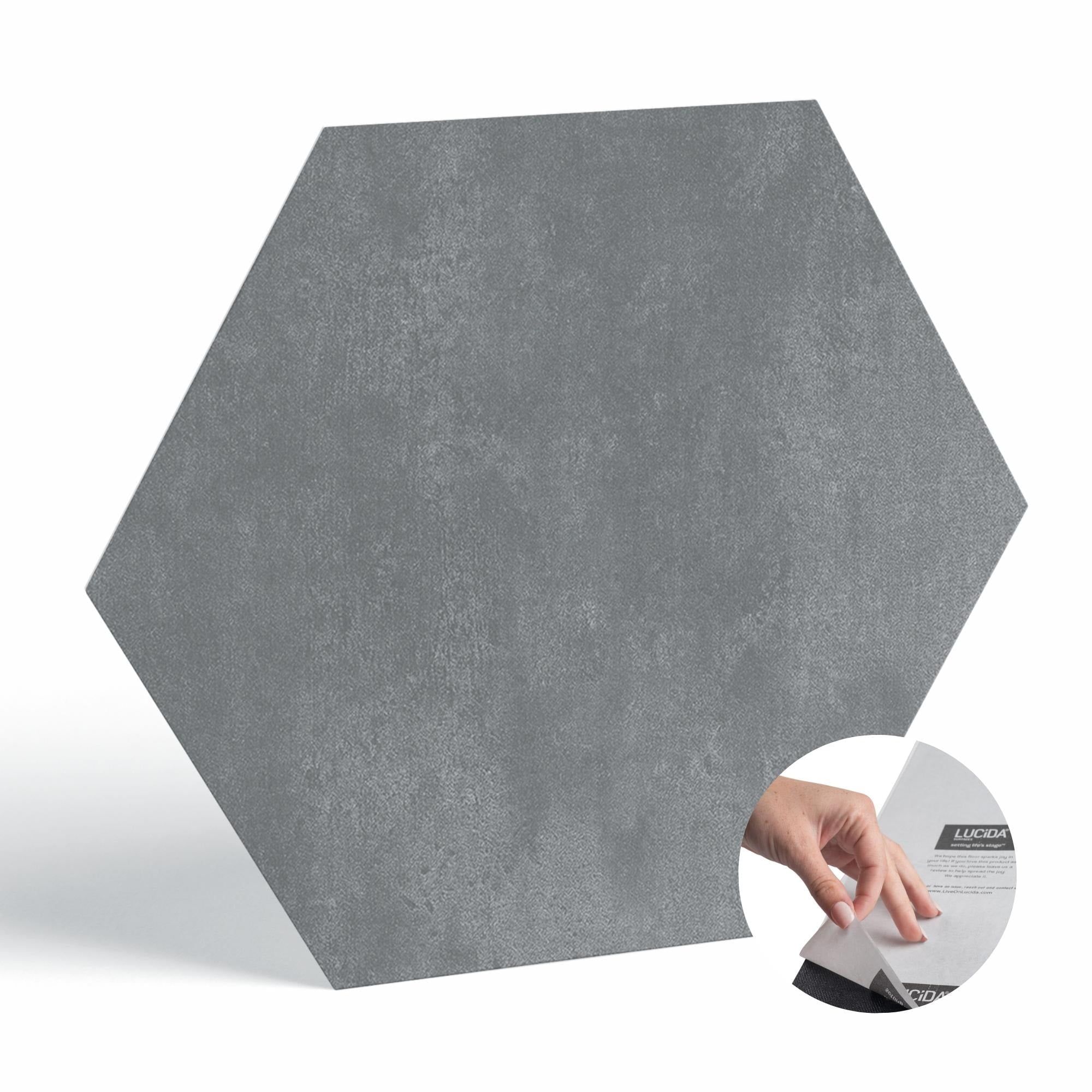 Gray Hexagon Peel and Stick Waterproof Vinyl Floor Tiles