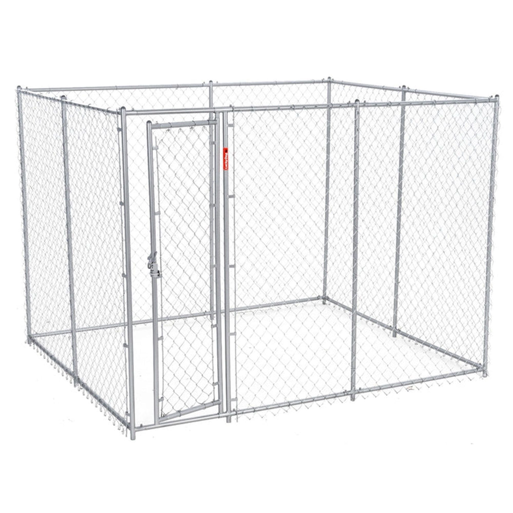 Large Silver Galvanized Steel Chain Link Dog Kennel