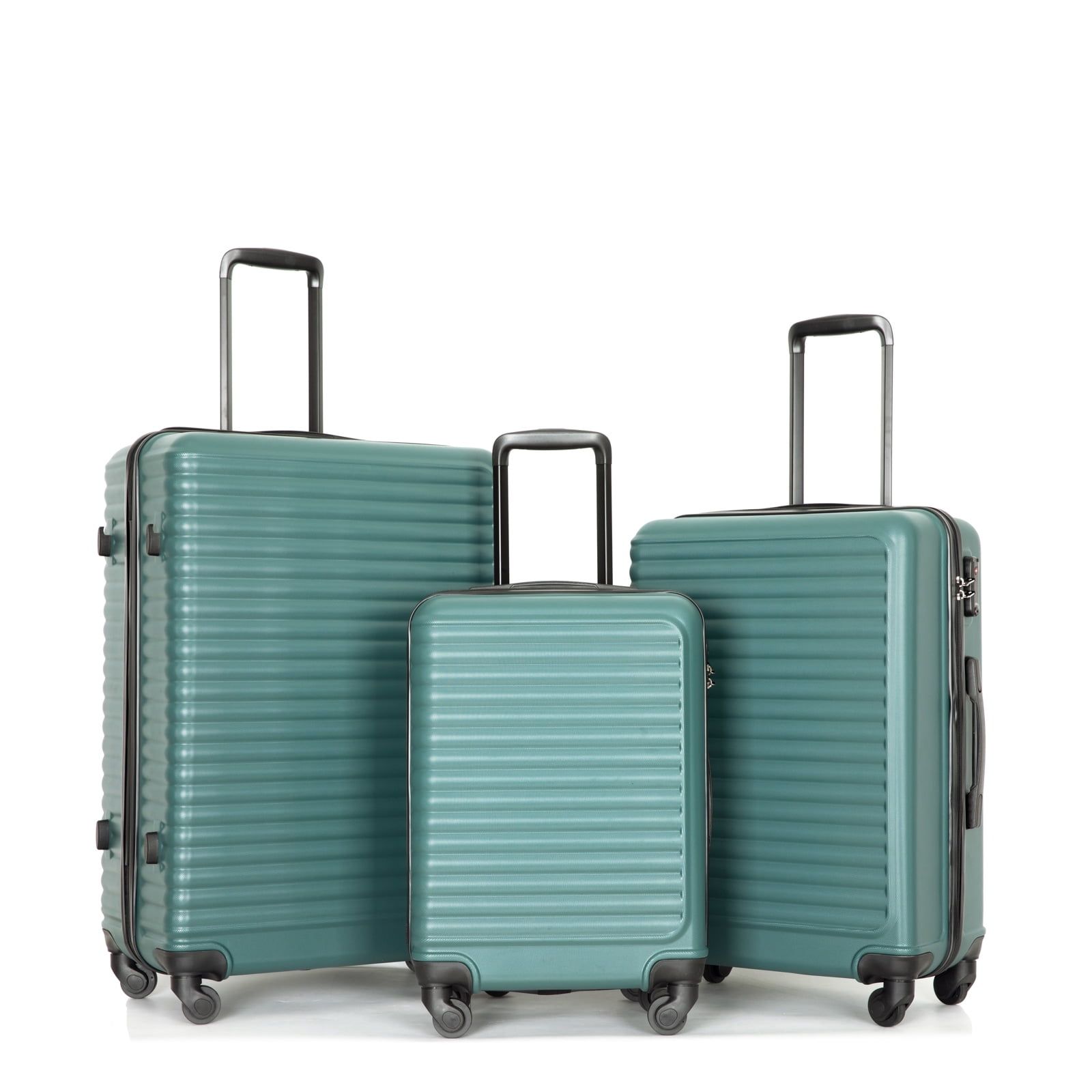 Green 3-Piece Hard Shell Spinner Luggage Set