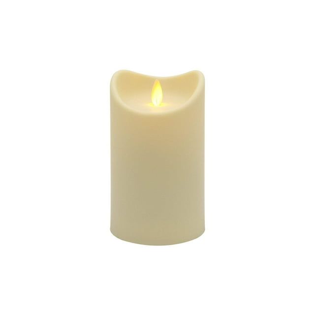 Cream Flameless LED Pillar Candle with Amber Glow, 5 Inches