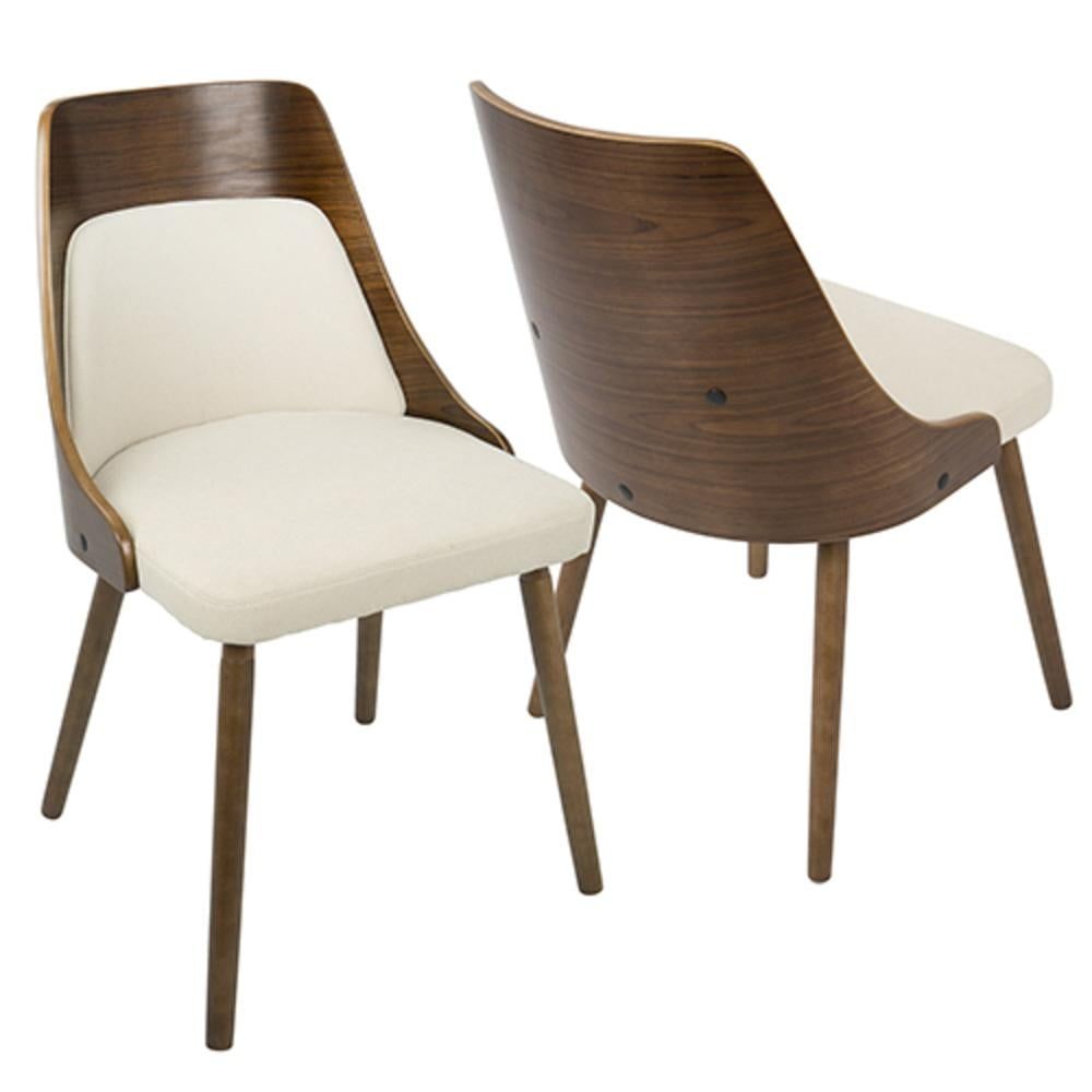 Scandinavian Walnut and Cream Upholstered Side Chair