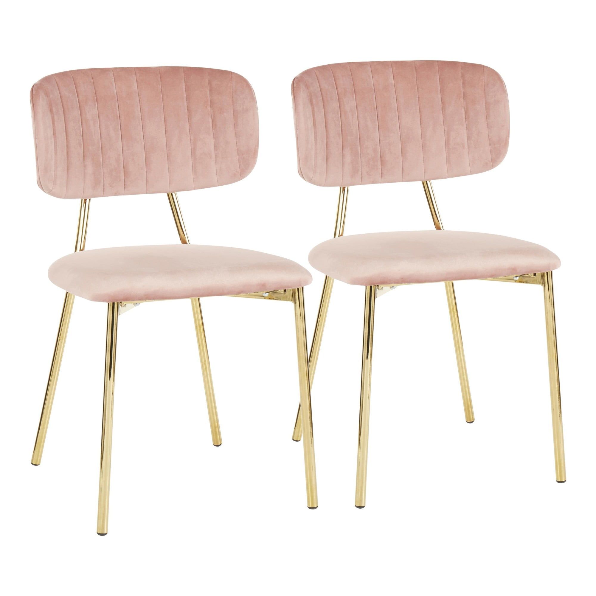 Blush Pink Velvet Upholstered Side Chair with Gold Metal Frame