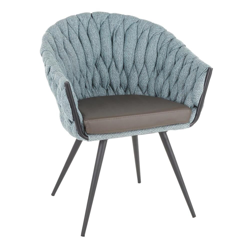 Blue Faux Leather and Metal Contemporary Accent Chair