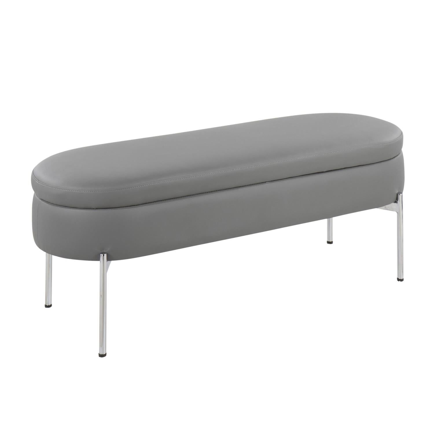 Chic Multi-Color Faux Leather Storage Bench with Chrome Base