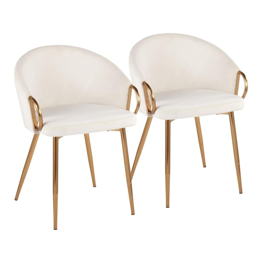 Claire Low Cream Velvet and Gold Metal Side Chair