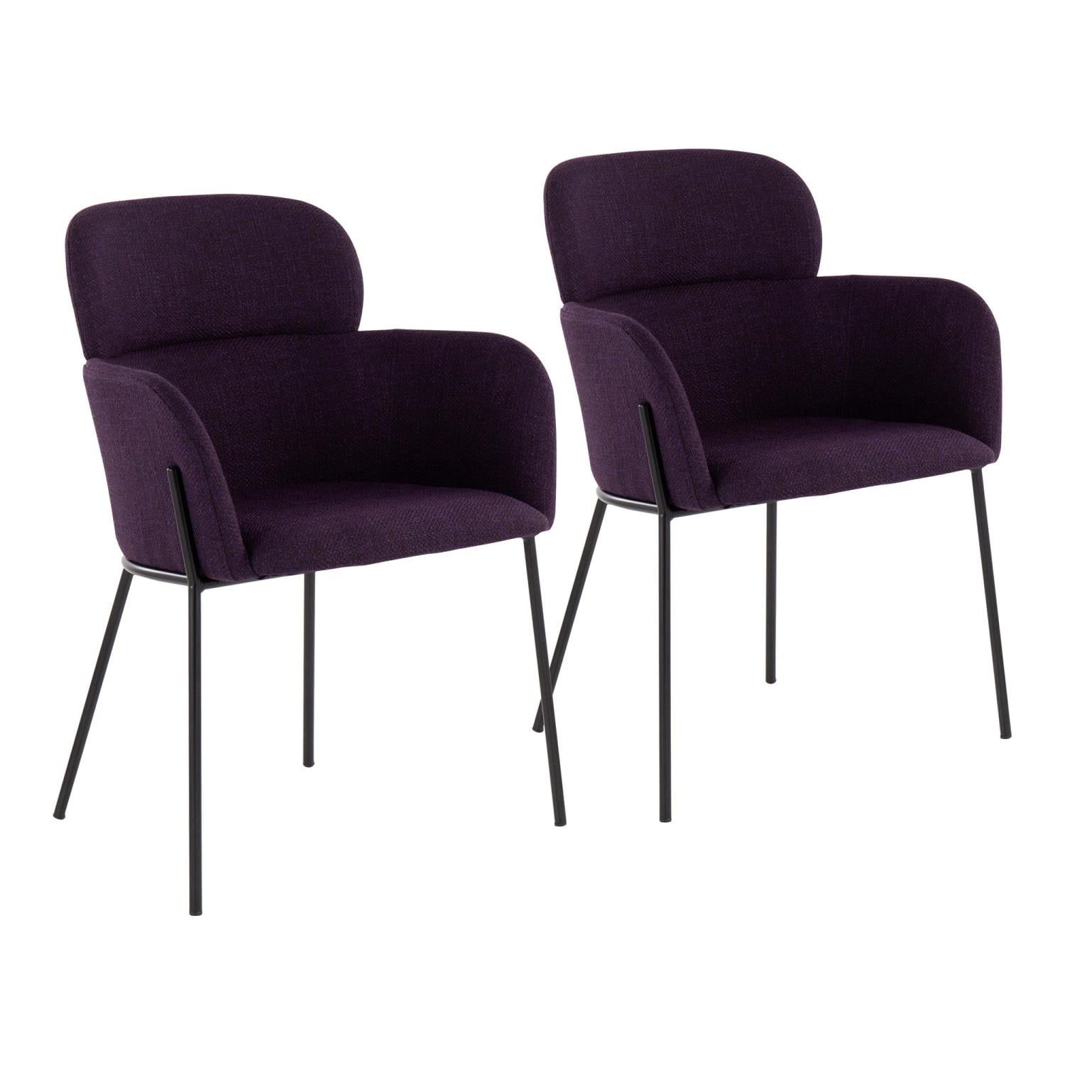 Milan Purple Fabric Accent Chairs with Black Metal Legs