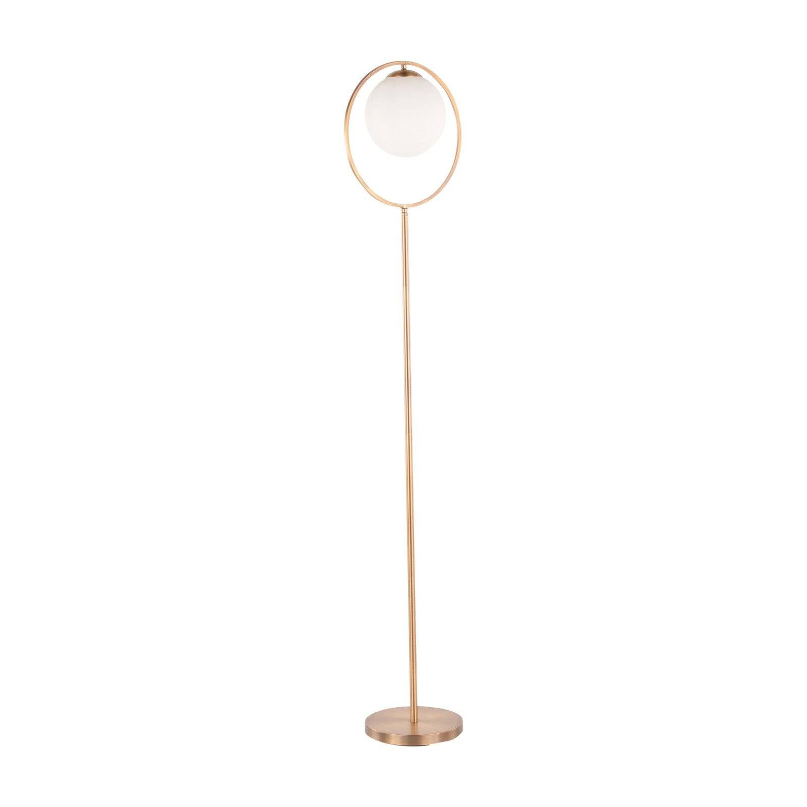 Gold Metal Multi-Head Contemporary Floor Lamp with Frosted Glass