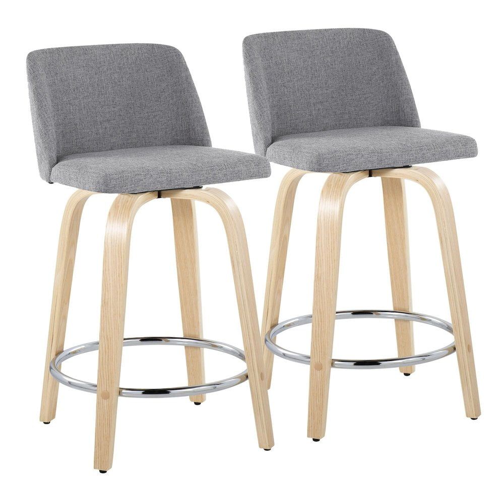 Toriano Gray Swivel Wood and Metal Counter Stool Set