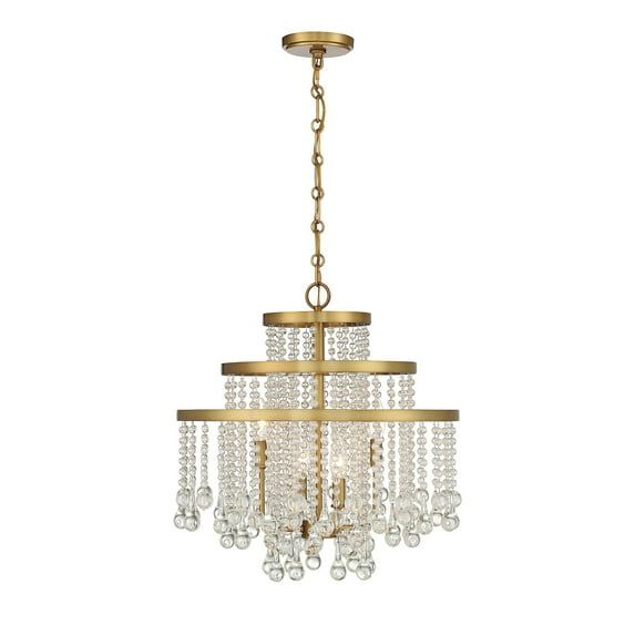Mini Luna Warm Brass Crystal 4-Light Modern Chandelier