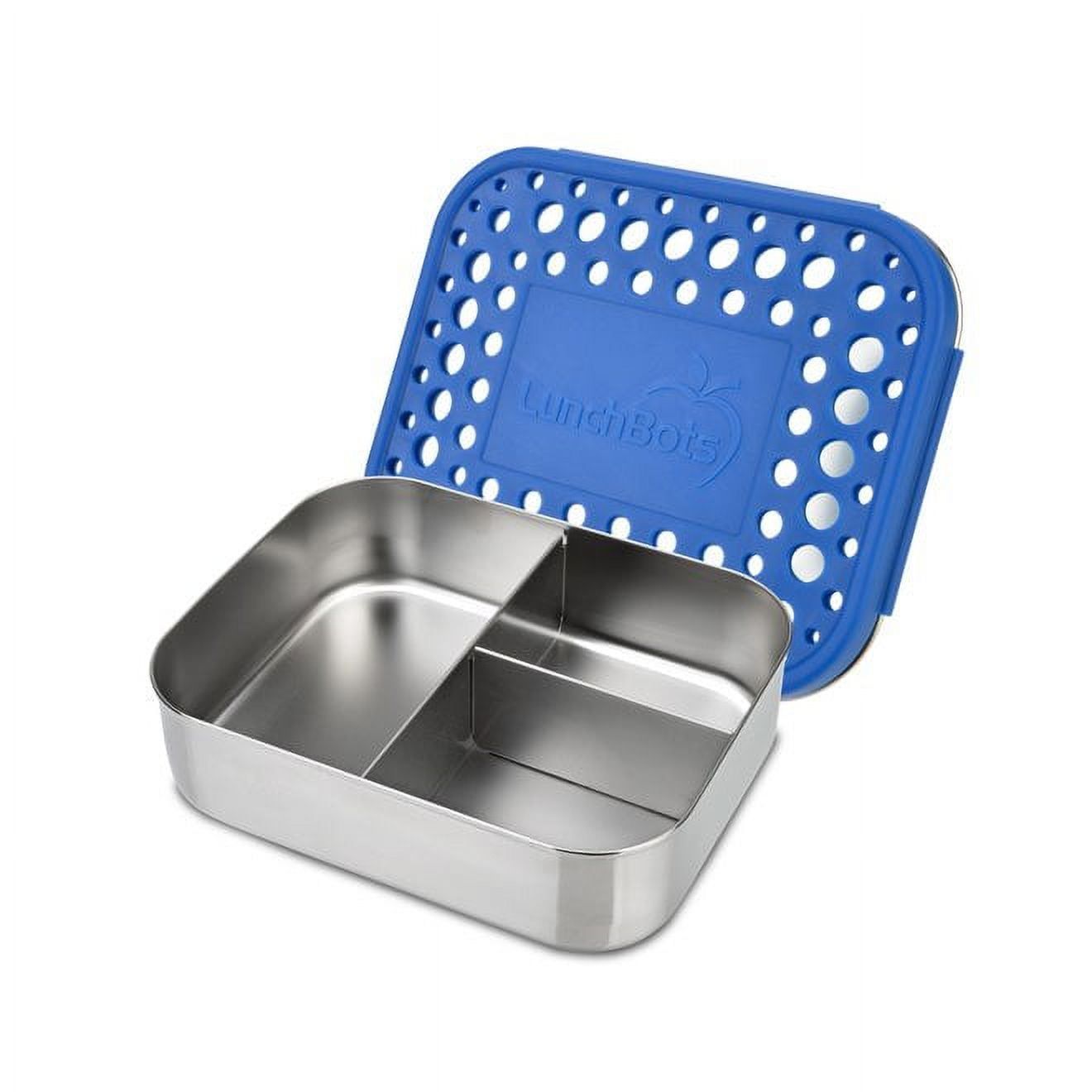 Medium Blue Stainless Steel Divided Snack Container