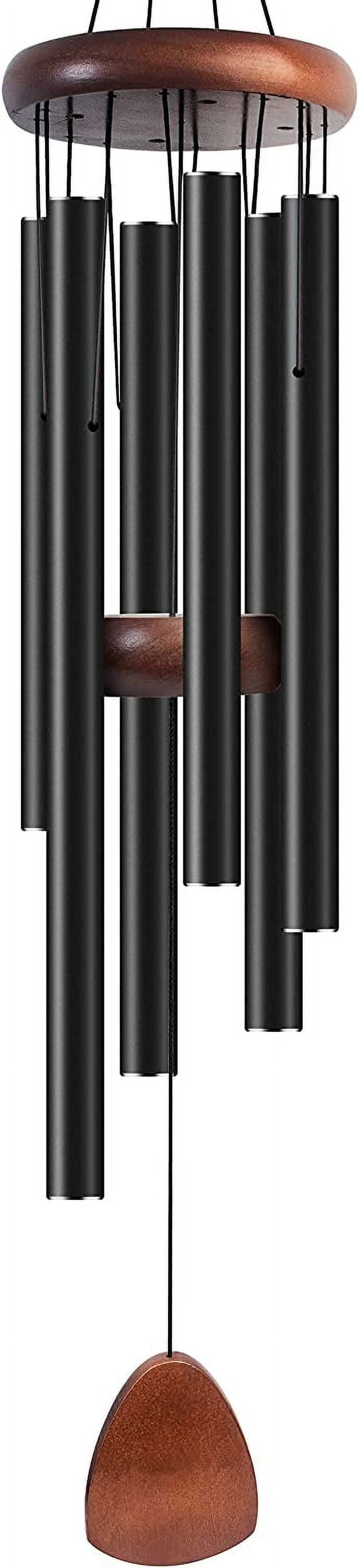 Large Black Aluminum and Pine Wind Chimes 37 Inches