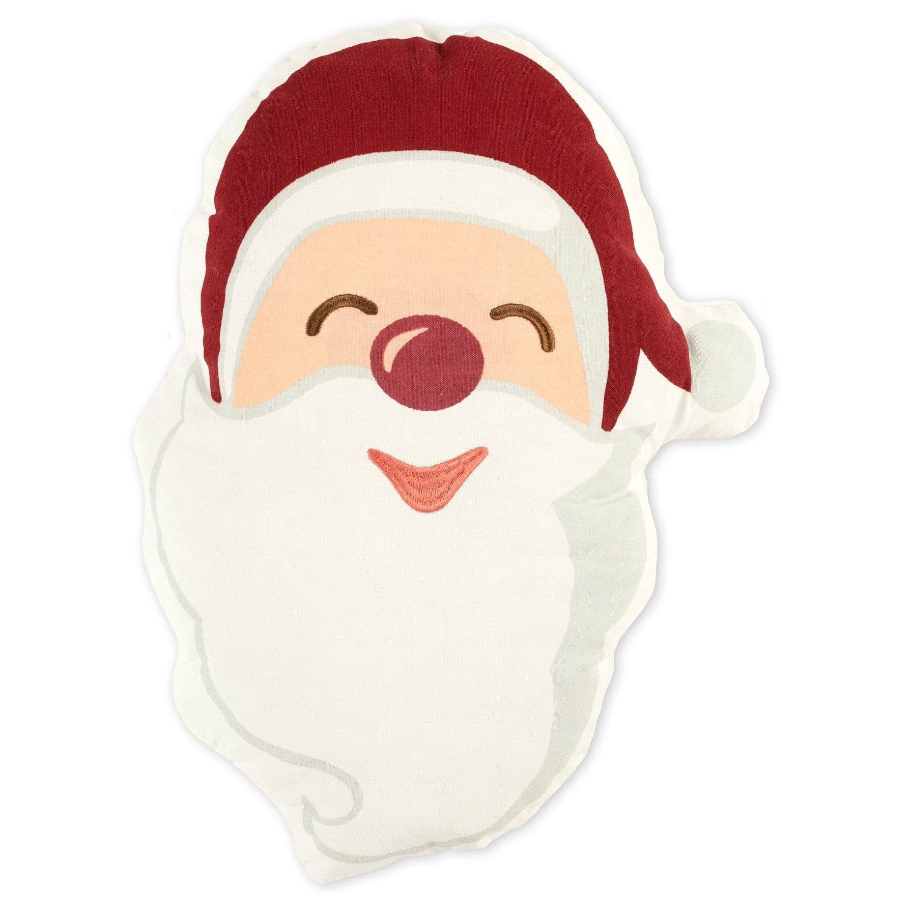 Santa Smile Embroidered Polyester Decorative Pillow 13x20