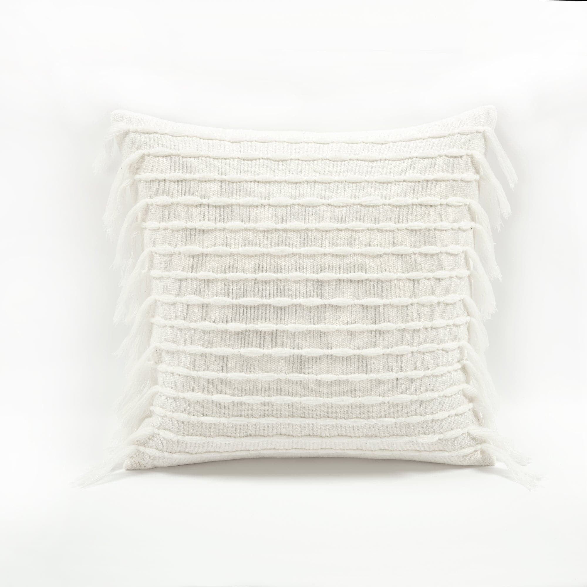 Ivory Cotton Tassel 20" x 20" Pillow Cover