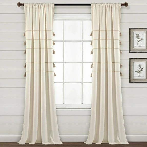 Ivory Wheat Cotton Blend Light-Filtering Rod Pocket Window Panel Pair