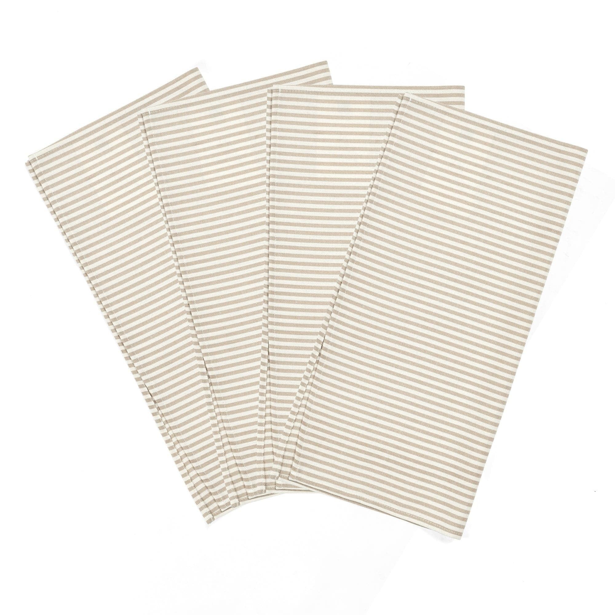 Neutral Ticking Stripe Yarn Dyed Cotton Polyester Napkin Set