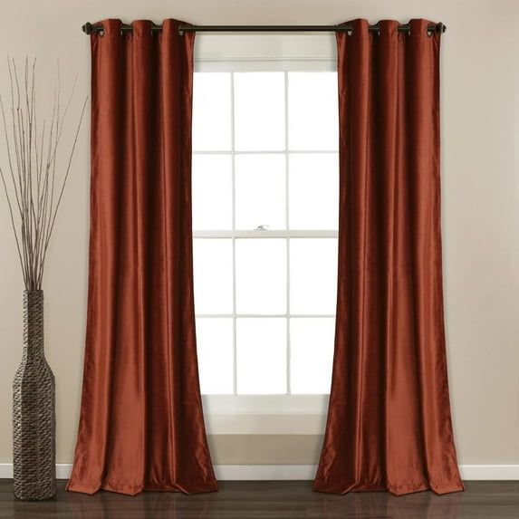 Rust Velvet Polyester Blackout Grommet Window Curtain Panels, 38"W x 108"L