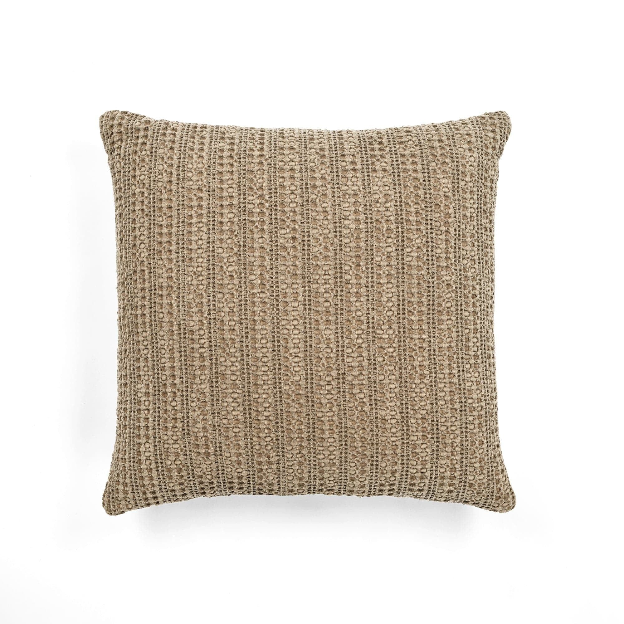 Taupe Waffle Knit Square Decorative Pillow 20x20