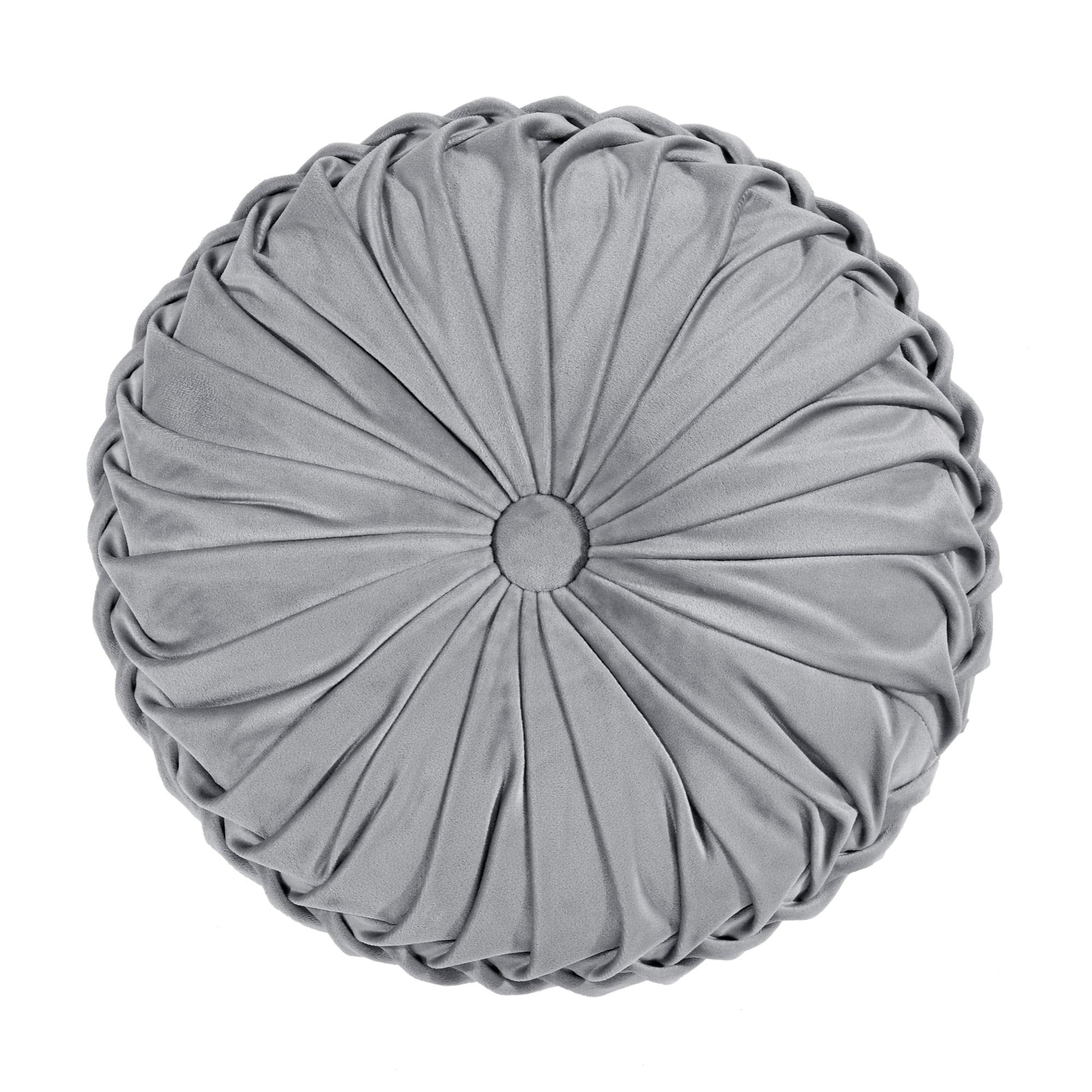 Luxurious Dark Gray Round Velvet Decorative Pillow, 15" Diameter