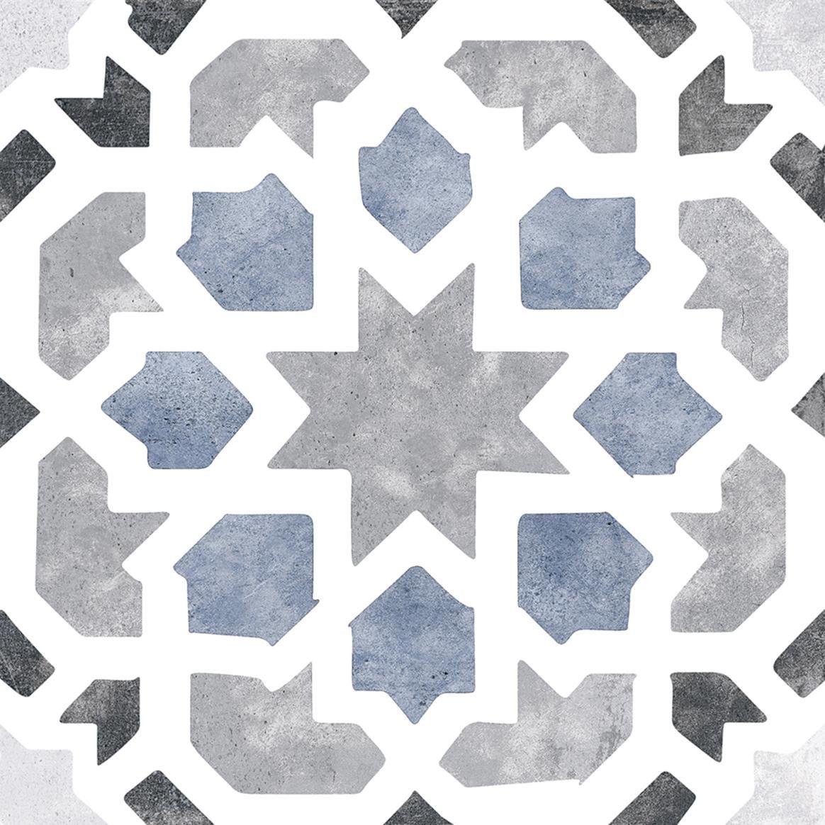 Charmed Blue and Gray Glazed Porcelain Square Tile