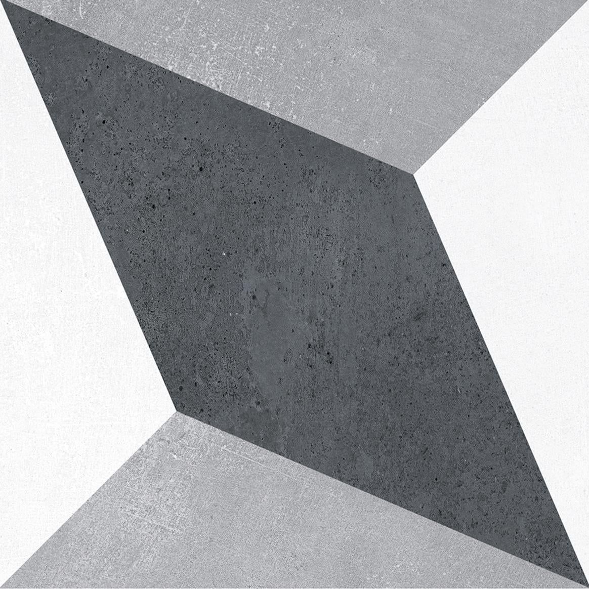 Gray Geometric 8" x 8" Glazed Porcelain Tile