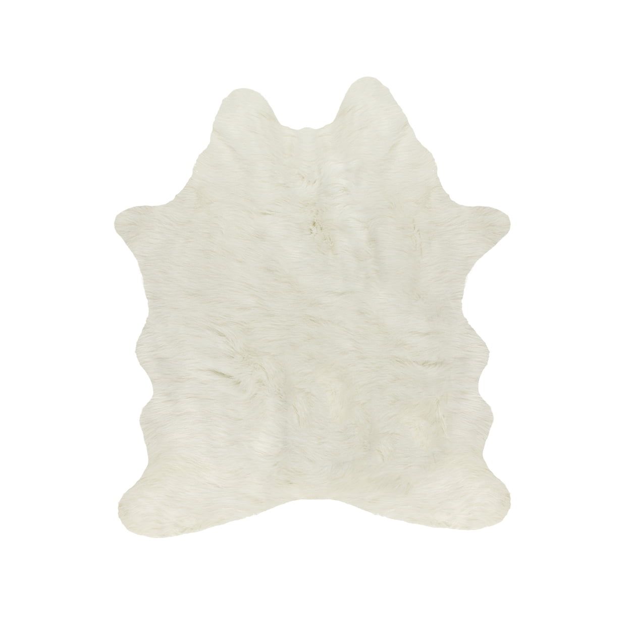 Off-White Rectangular Washable Faux Cowhide Rug