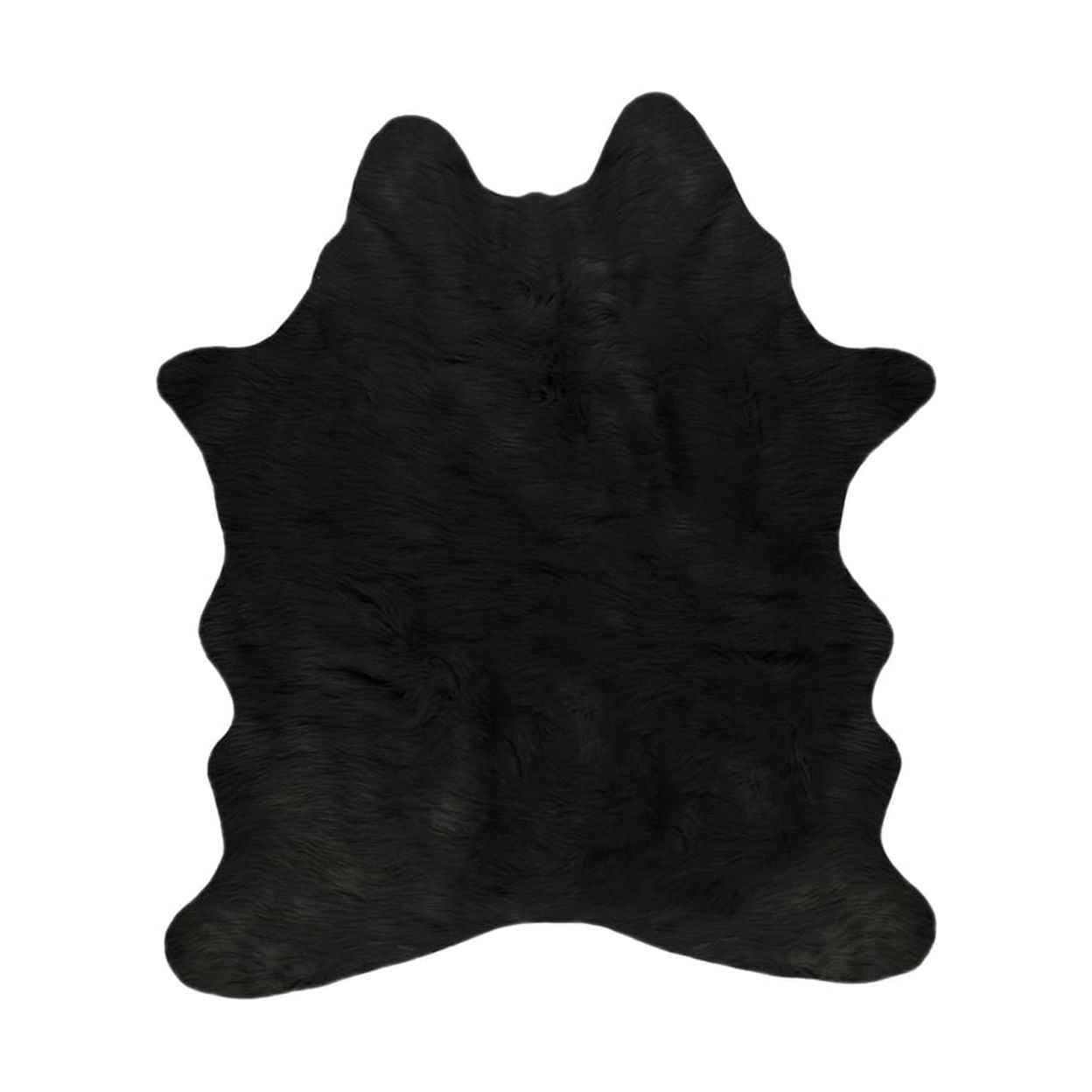 Handcrafted Faux Cowhide Black Rectangular Rug 60"x51"