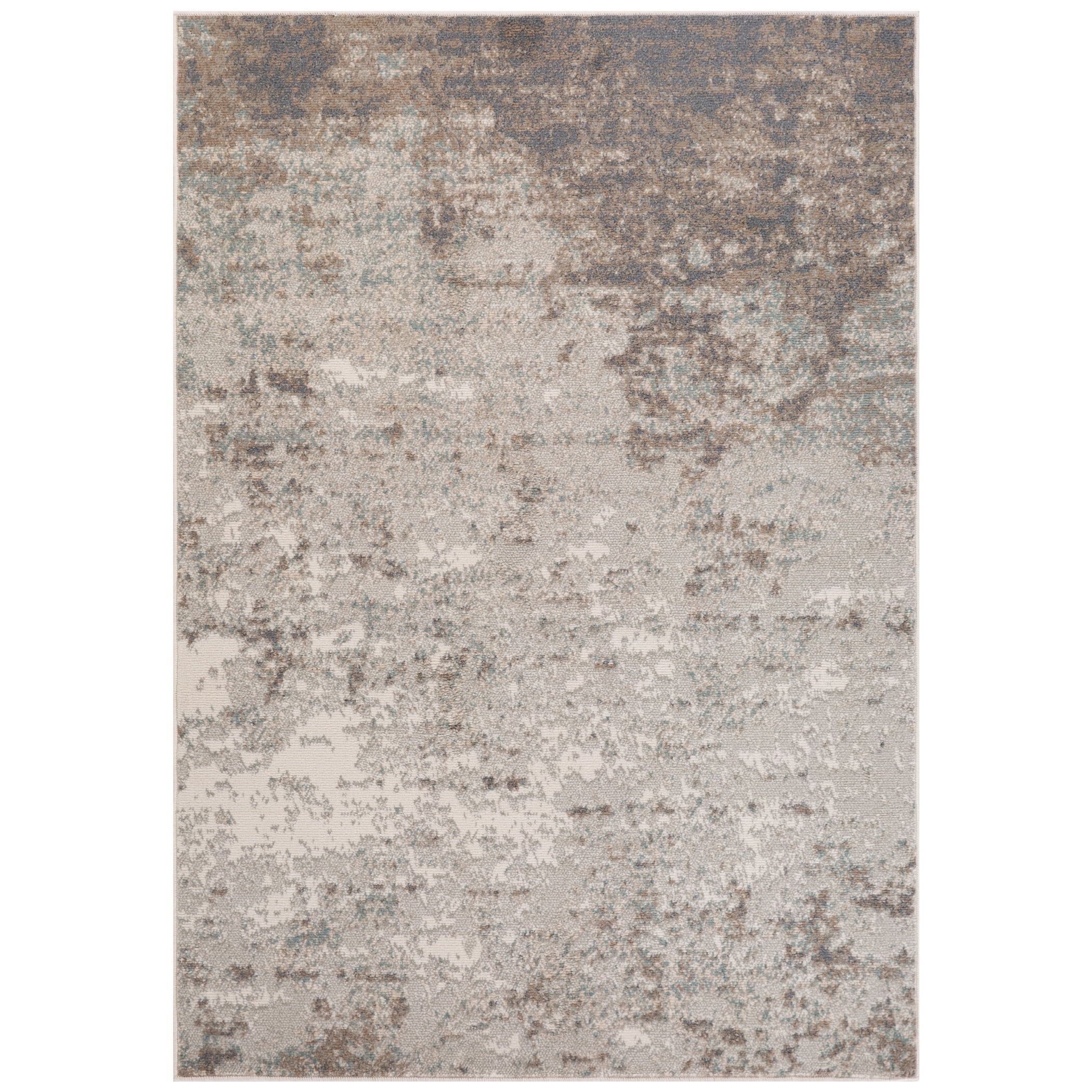 Gray Abstract Synthetic 6x9 Rectangular Area Rug