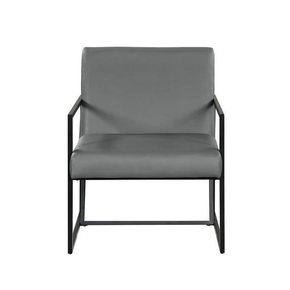 Matte Black Faux Leather Modern Accent Armchair